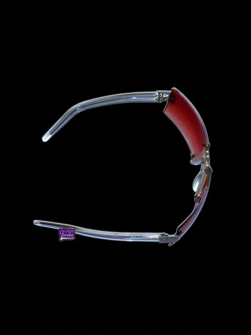 Vintage Chanel 2000s Rimless Wrap Around Y2K Neon Shield Translucent Sunglasses